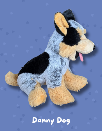 Danny Dog comfort toy gentle therapeutic plush for sick grieving children