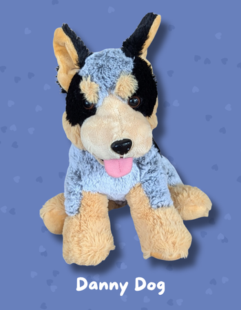 Danny Dog comfort toy gentle therapeutic plush for sick grieving children